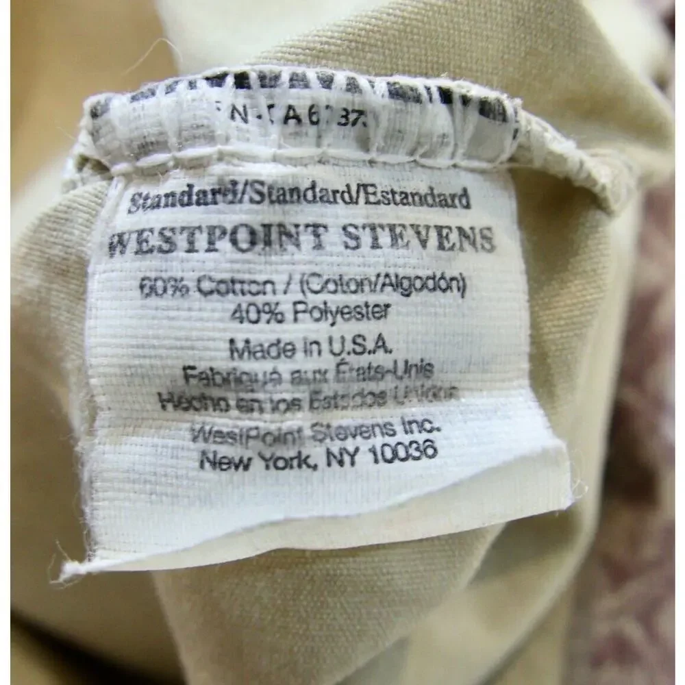 Pillowcase Pair Tan Purple Scrolls Standard Blend Westpoint Stevens Vintage